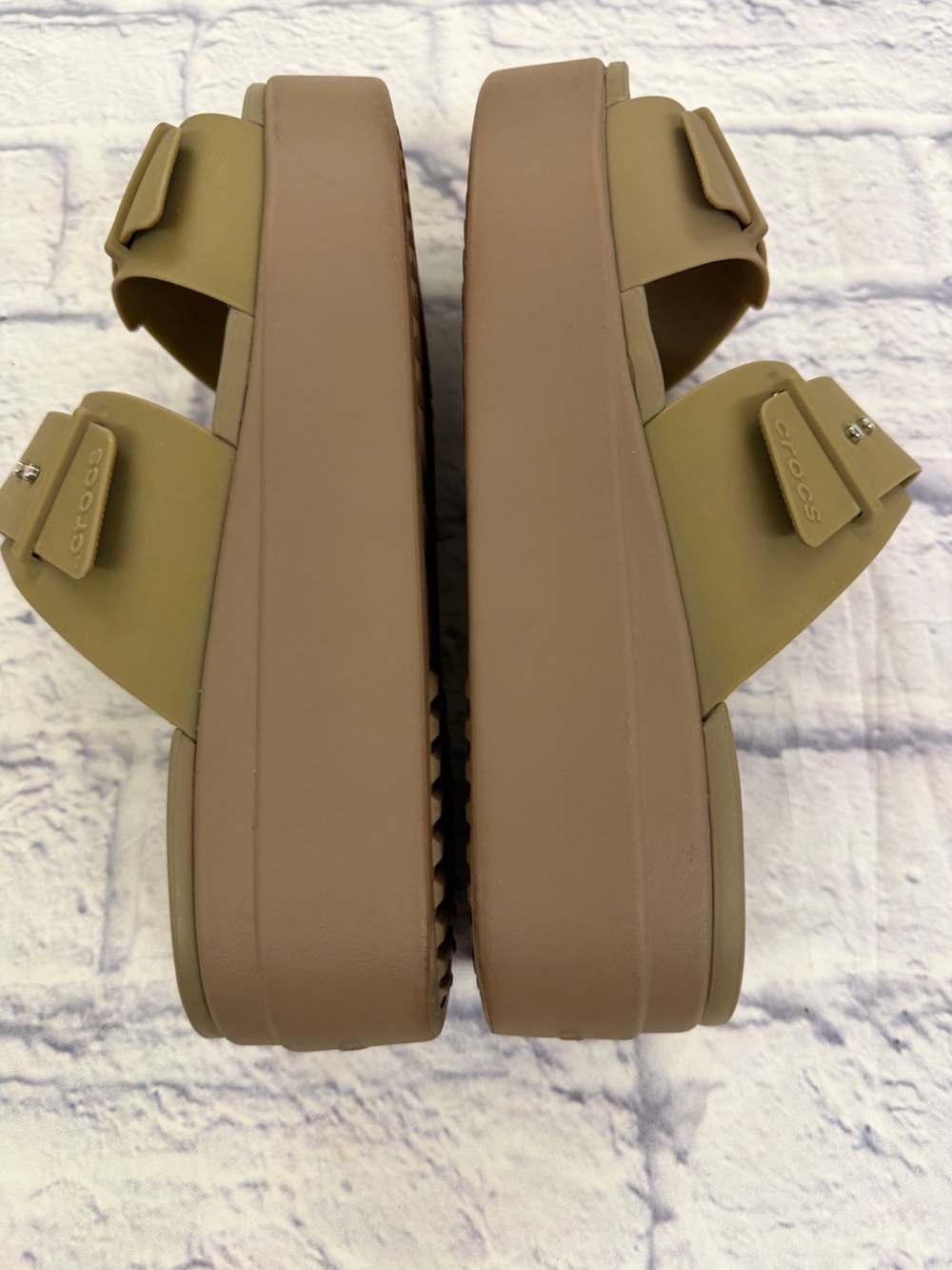 CROCS sz 9 Olive Green Slide Sandals for Women , adjustable straps. - Picture 3 of 8